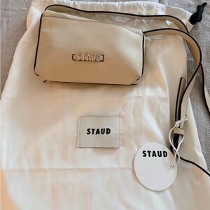 STAUD Cream Crossbody Bag